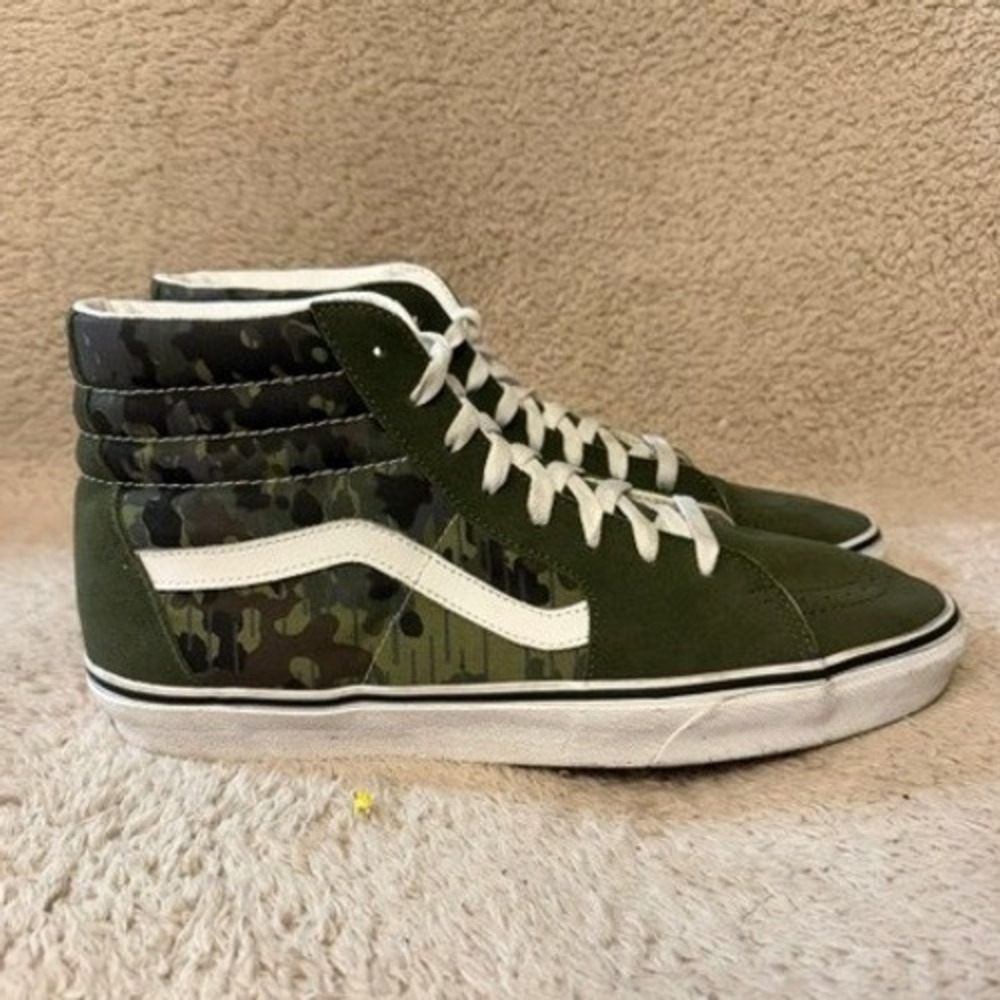 Vans Sk8-Hi Sneakers Mens Size 12 Olive Green Camo High Top Suede Camouflage